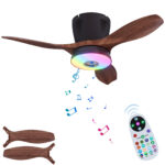 Ceiling fan light for bedroom, minimalist RGB ceiling fan light