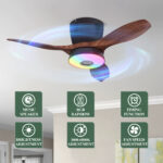 Ceiling fan light for bedroom, minimalist RGB ceiling fan light - Image 2