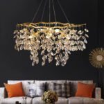 Nordic retro style metal branch design decorative gold LED modern crystal chandelier - Image 2
