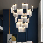 Nordic-style minimalist modern villa hollow acrylic light luxury chandelier - Image 3
