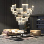 Nordic-style minimalist modern villa hollow acrylic light luxury chandelier - Image 4
