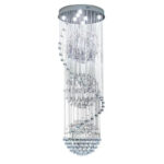Modern minimalist villa living room crystal chandelier rotating duplex stairwell long chandelier - Image 3