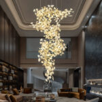 Luxury villa living room ginkgo leaf art chandelier