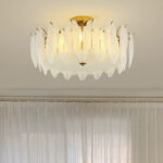 Nordic minimalist modern living room creative feather design ceiling light with creamy style home lighting fixture
