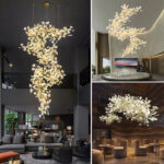 Luxury villa living room ginkgo leaf art chandelier - Image 2