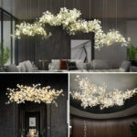 Luxury villa living room ginkgo leaf art chandelier - Image 3