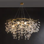 Nordic retro style metal branch design decorative gold LED modern crystal chandelier