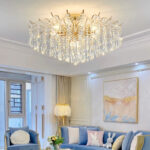 Modern minimalist light luxury crystal ceiling light with artistic tassel pendant French style living room light