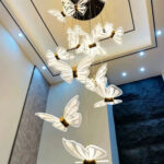 Minimalist postmodern villa hollow butterfly crystal chandelier