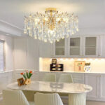 Modern minimalist light luxury crystal ceiling light with artistic tassel pendant French style living room light - Image 2